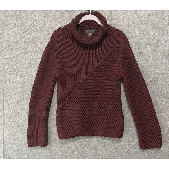 Banana Republic Wool‎ Angora Blend Sweater Sz M Burgundy Roll Neck Cable Knit - Picture 4 of 9